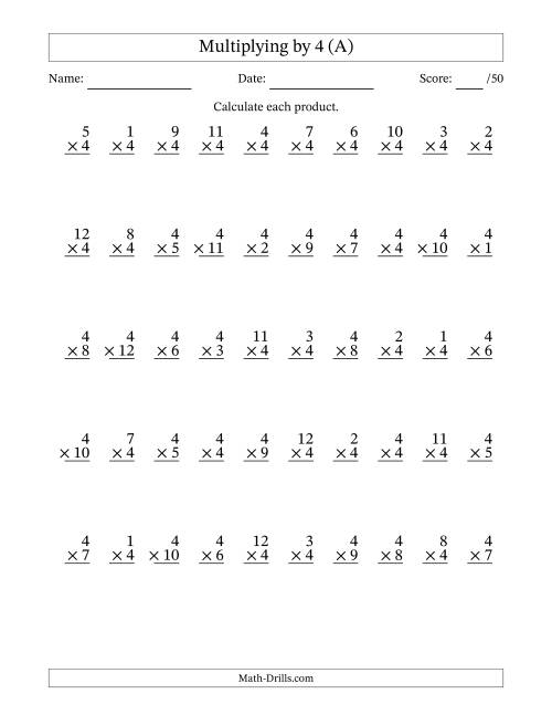 mutliplication worksheet
