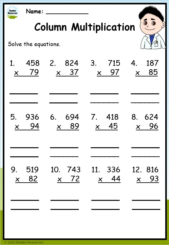mutliplication worksheet