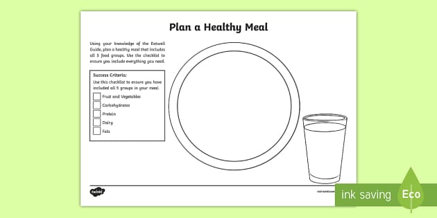 my daily food plan worksheet