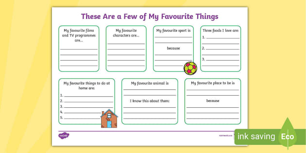 KS1 These Are a Few of My Favourite Things Worksheet / Worksheet
