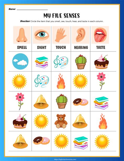 5 Senses Free Printable