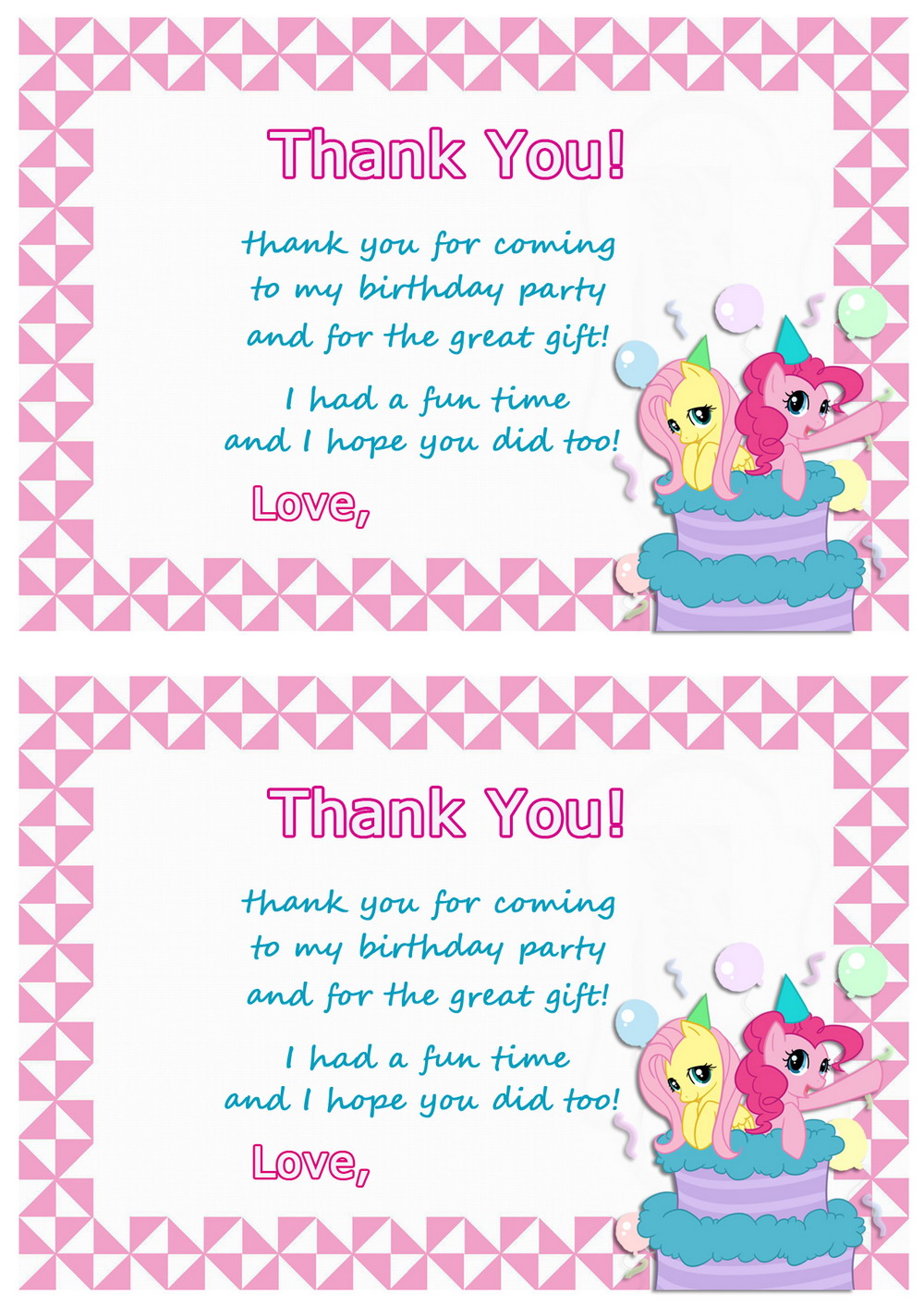 My Little Pony Thank You Card - Edit Yourself Online FREE Demo