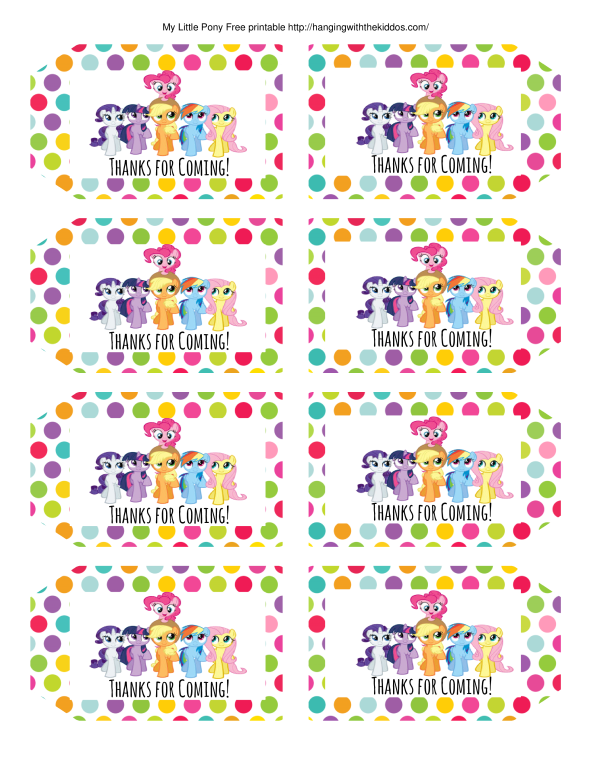 my little pony printable thank you cards