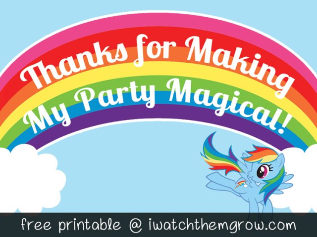 my little pony printable thank you cards
