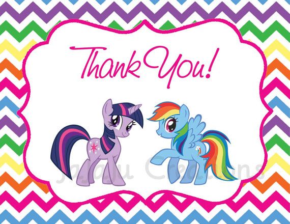 my little pony printable thank you cards