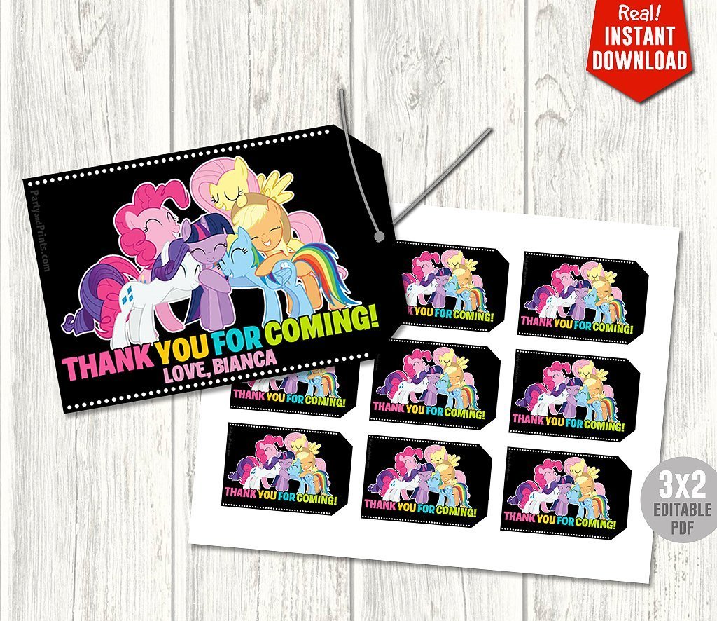 my little pony printable thank you cards