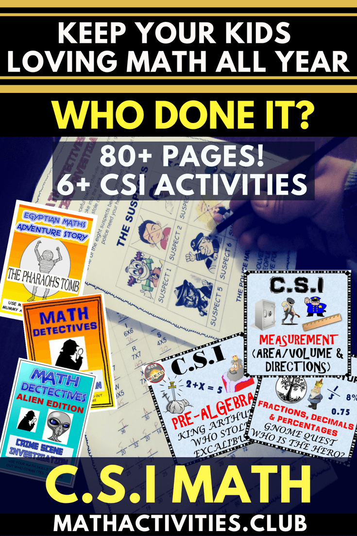 C.S.I. Math and Math Mystery Activities - Fun Math Worksheets ...