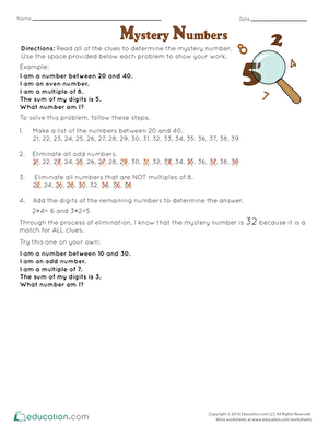 Mystery Numbers (Part One) | Worksheet 