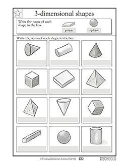 Write the 3-D shapes name, part 2 | 1st grade, 2nd grade Math ...