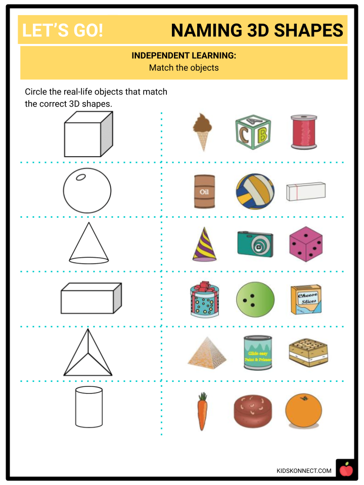 Kindergarten Math Geometry: Naming 3D Shapes K.G.2b Facts ...