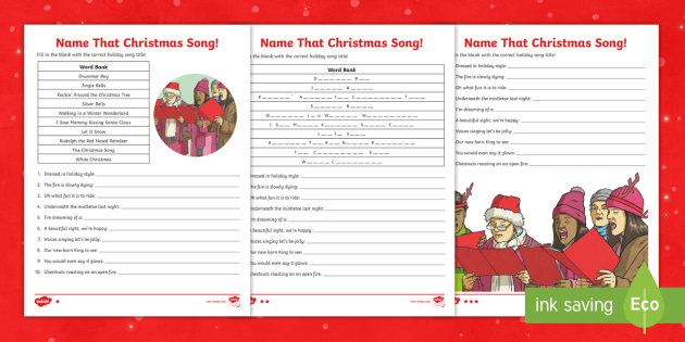 name that christmas song worksheet