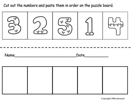 Cut &   Paste Number Ordering
