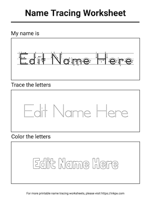 Name Tracing Worksheet Generator · InkPx