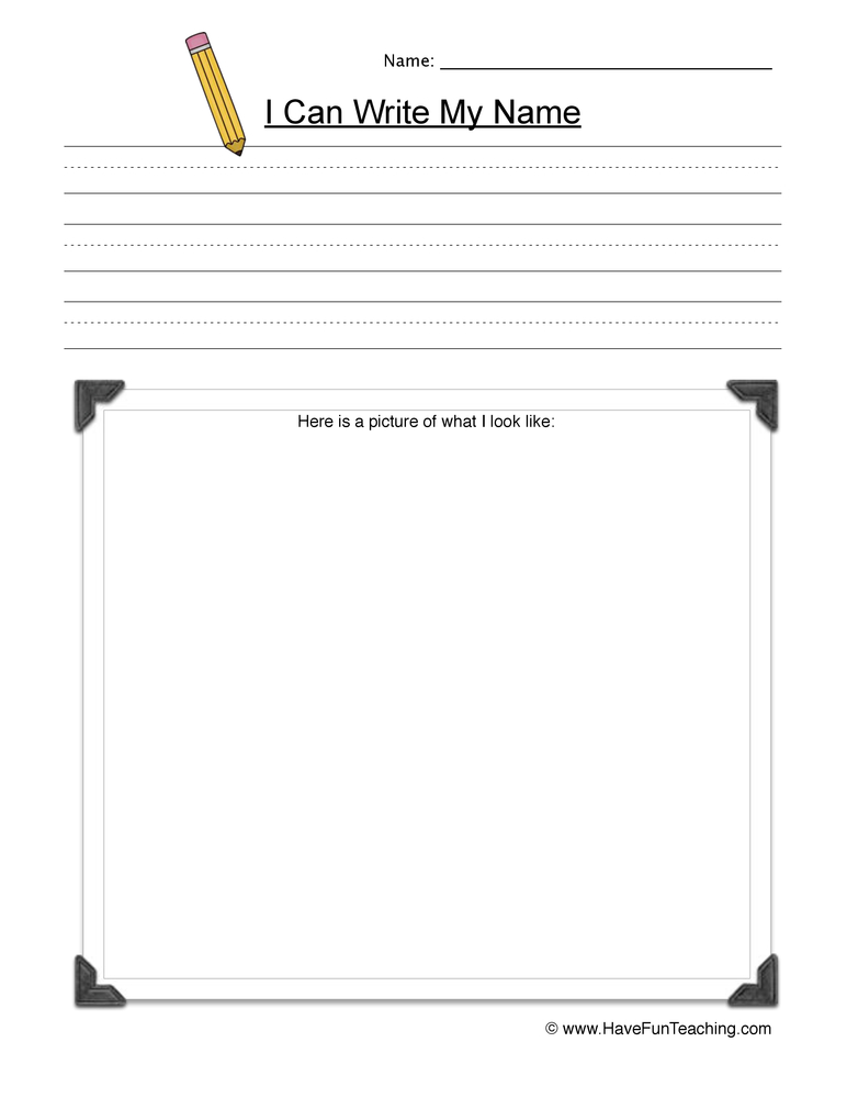 Write and Draw Your Name Worksheet  