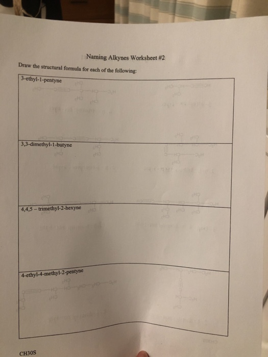Solved Naming Alkynes worksheet #2 Draw the structural | Chegg.com
