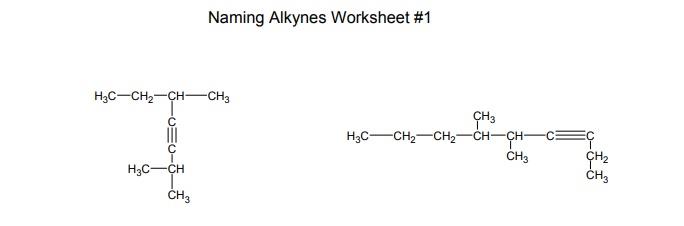 Solved Naming Alkynes Worksheet #1 H3C-CH2-CH-CH3 CHз I | Chegg.com