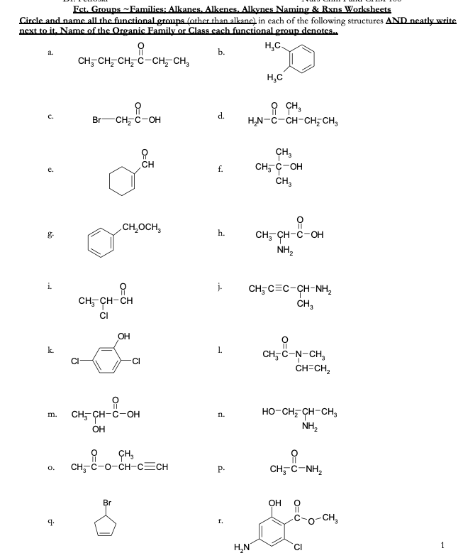Solved Fct. Groups - Families: Alkanes. Alkenes. Alkynes | Chegg.com