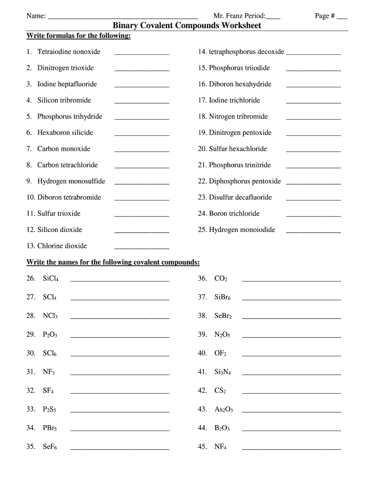 Naming covalent compounds worksheet: Fill out &  sign online | DocHub