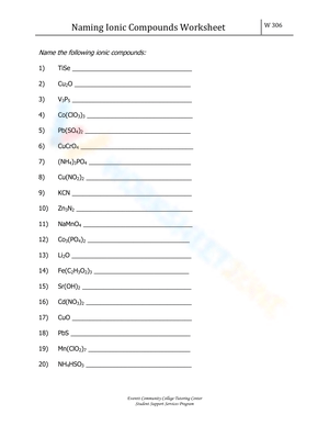 Free Printable Naming Ionic Compounds Worksheets