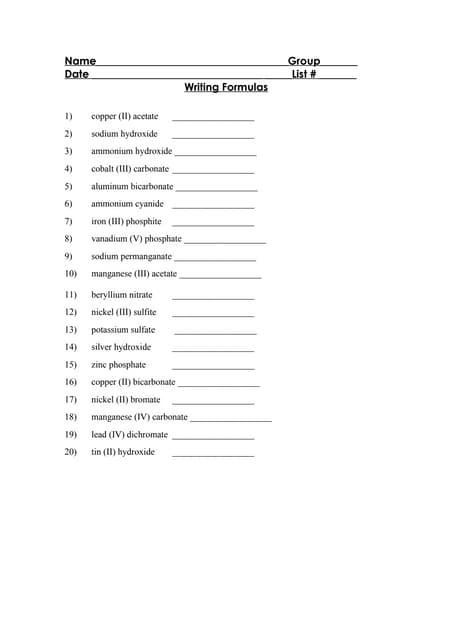 naming chemical compounds worksheet