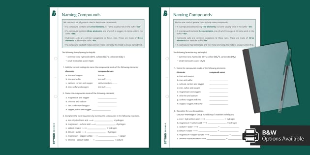Naming Compounds Worksheet | Science | Beyond Secondary