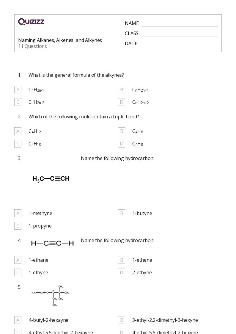 naming cycloalkanes worksheet