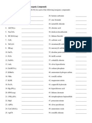 naming inorganic compounds worksheet