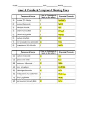 Ionic Covalent Name Race Academic Answers 1 .doc - Name Date ...