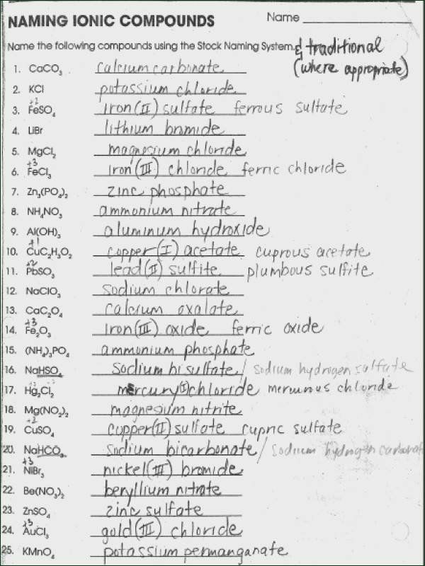 Naming Ionic Compounds Worksheet Answers Naming Ionic Pounds ...