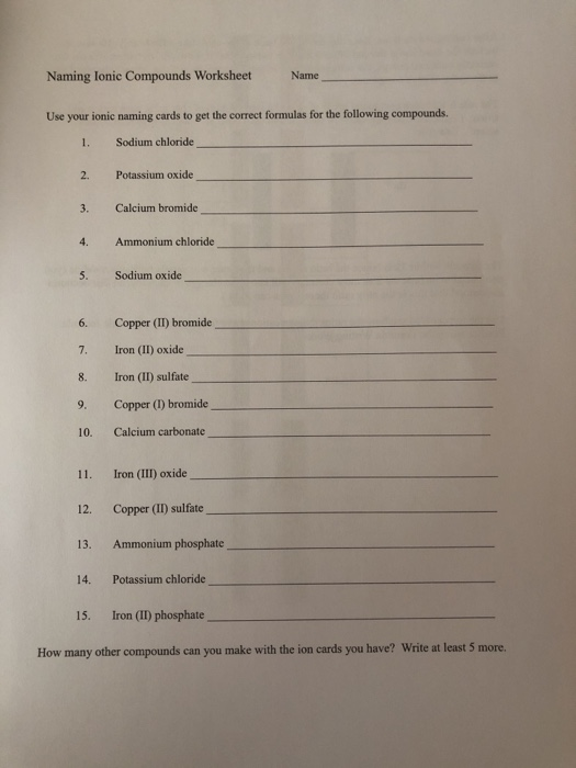 Solved Naming Ionic Compounds Worksheet Name Use your ionic ...