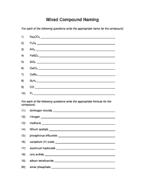 Mixed Naming Compounds Worksheet - Fill and Sign Printable ...