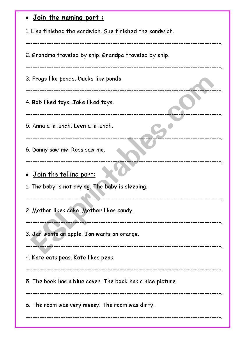 Grammar Worksheets Telling Sentences Build A Sentence Worksheets