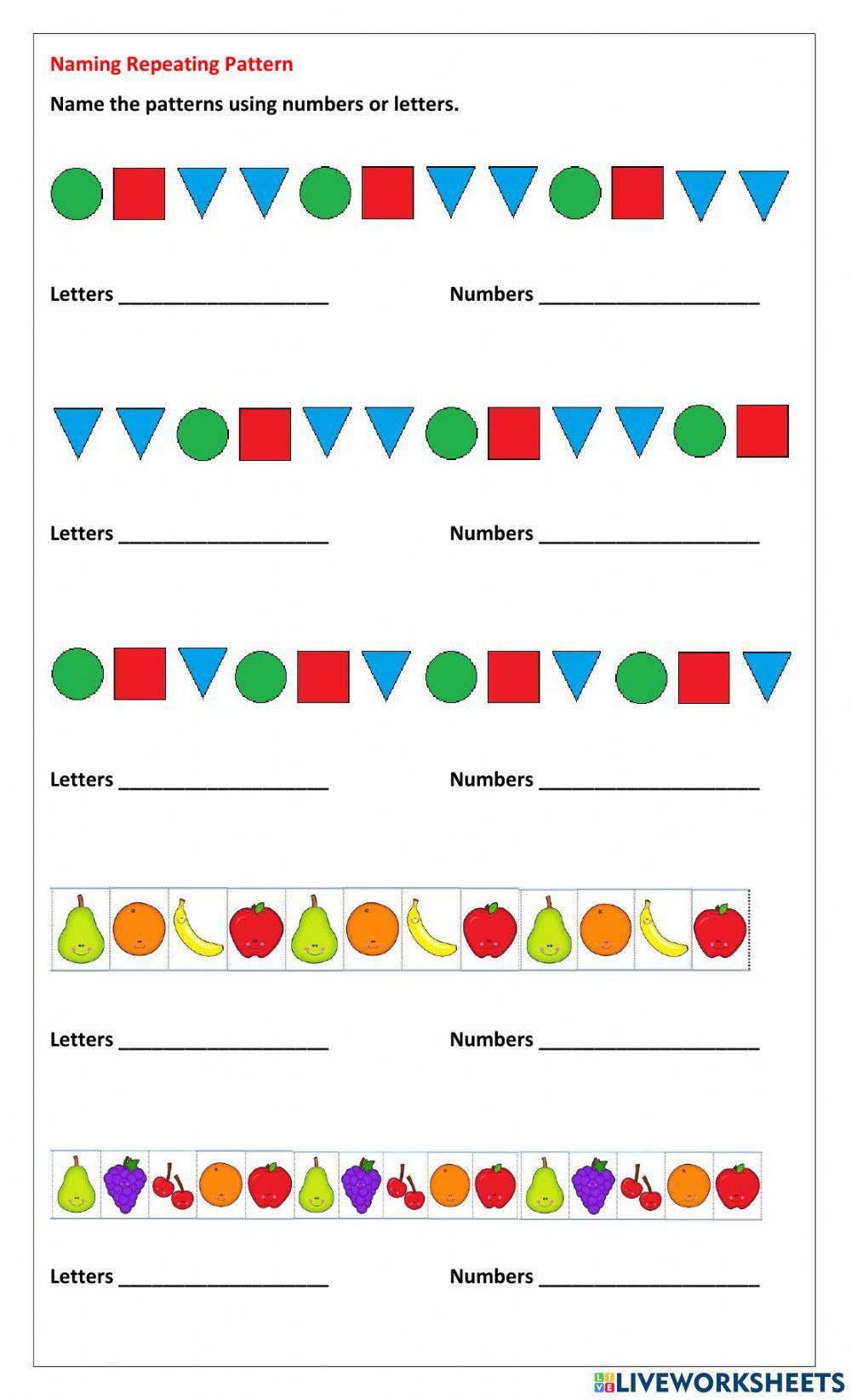 Easy Preschool Patterns Worksheet 1 | Preschool patterns, Pattern ...