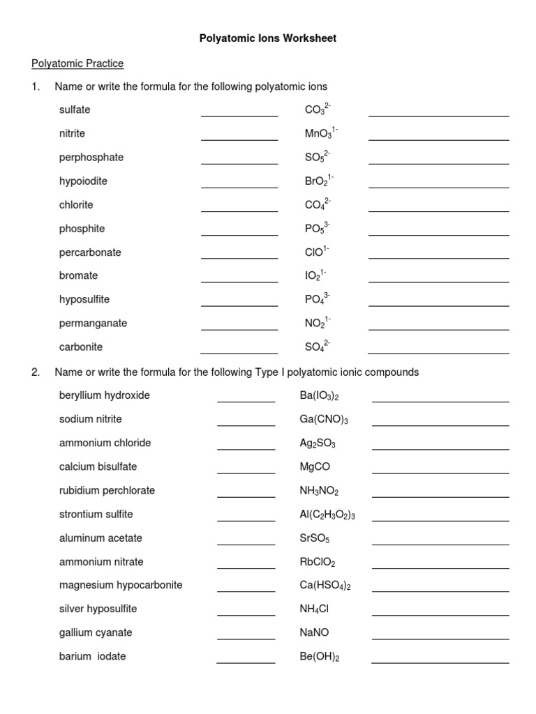Naming and Predicting Polyatomic Ionic Compounds Alicia Barrett Worksheets Library