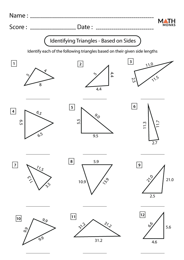 naming triangles worksheet