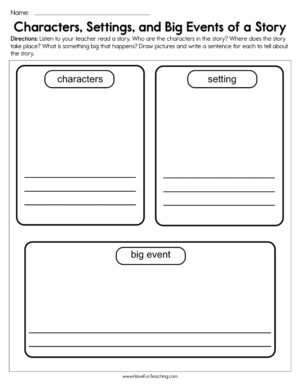 Preschool Story Elements Worksheets  