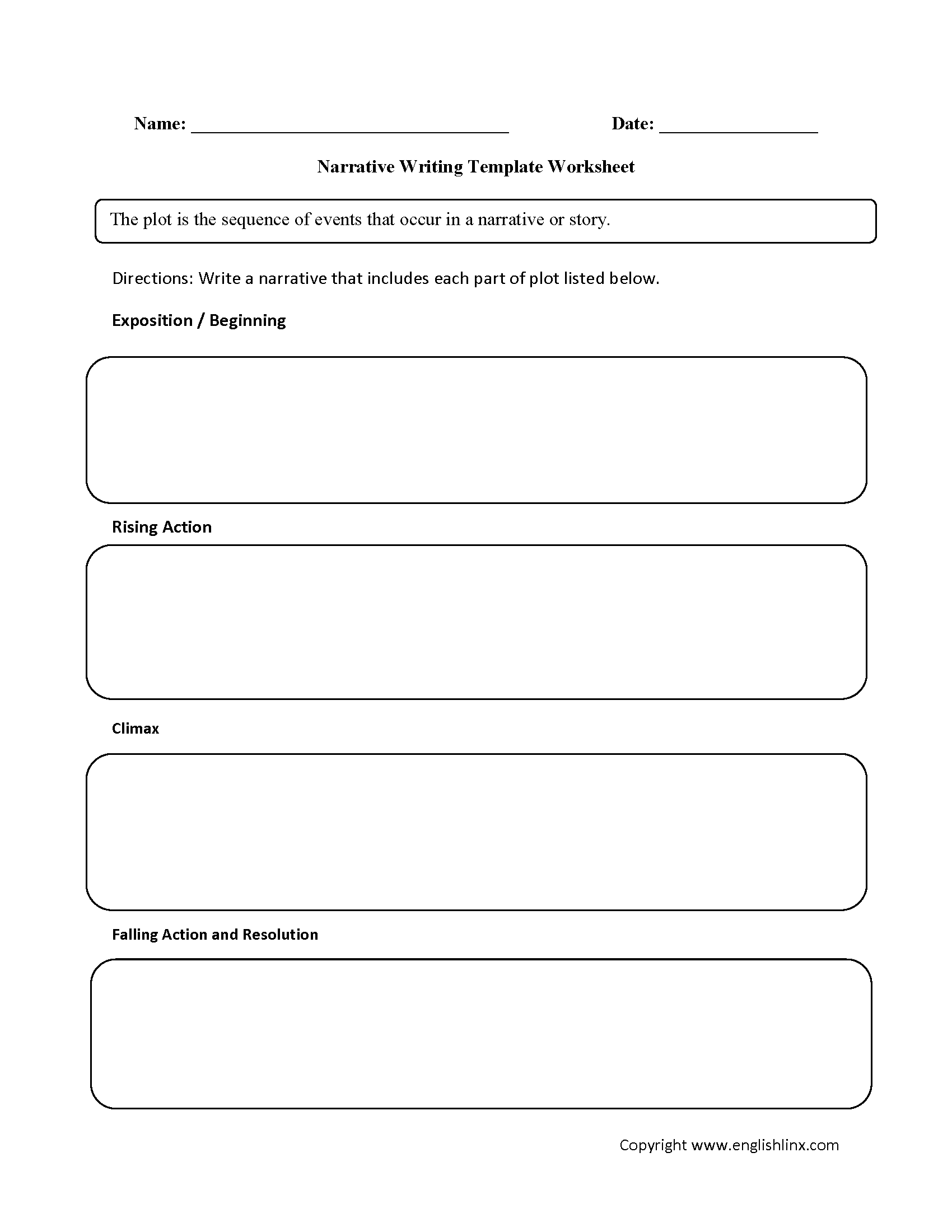 Writing Template Worksheets | Narrative Writing Template Worksheet