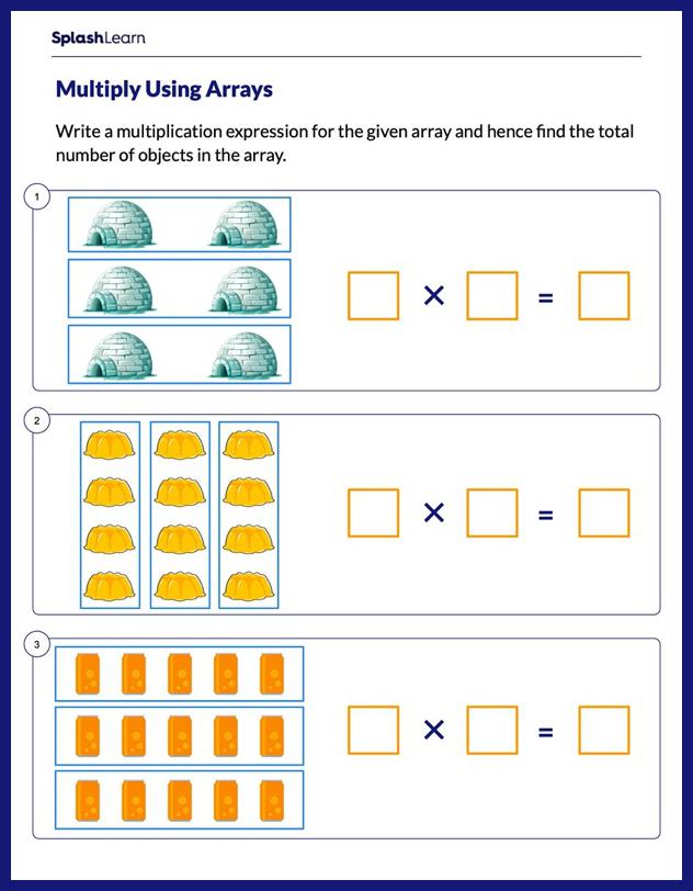 Represent Array as Multiplication - Math Worksheets - SplashLearn