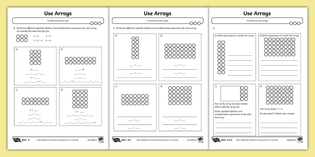 ? Making Arrays Differentiated Maths Worksheets - Twinkl