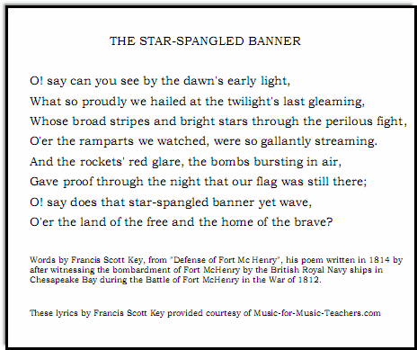 national anthem worksheet