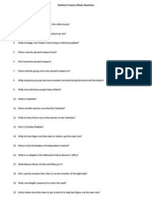 national treasure math worksheet answers
