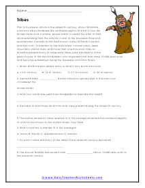 Native Americans Worksheets