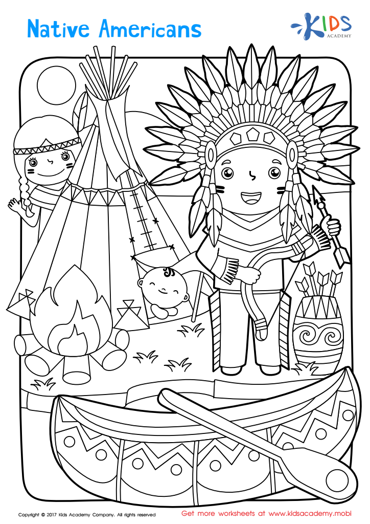 Native American Coloring Page Worksheet: Free Printable Worksheet ...