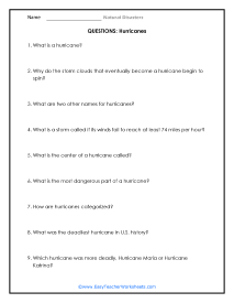 natural disasters worksheet