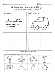 natural resources worksheet 1st grade