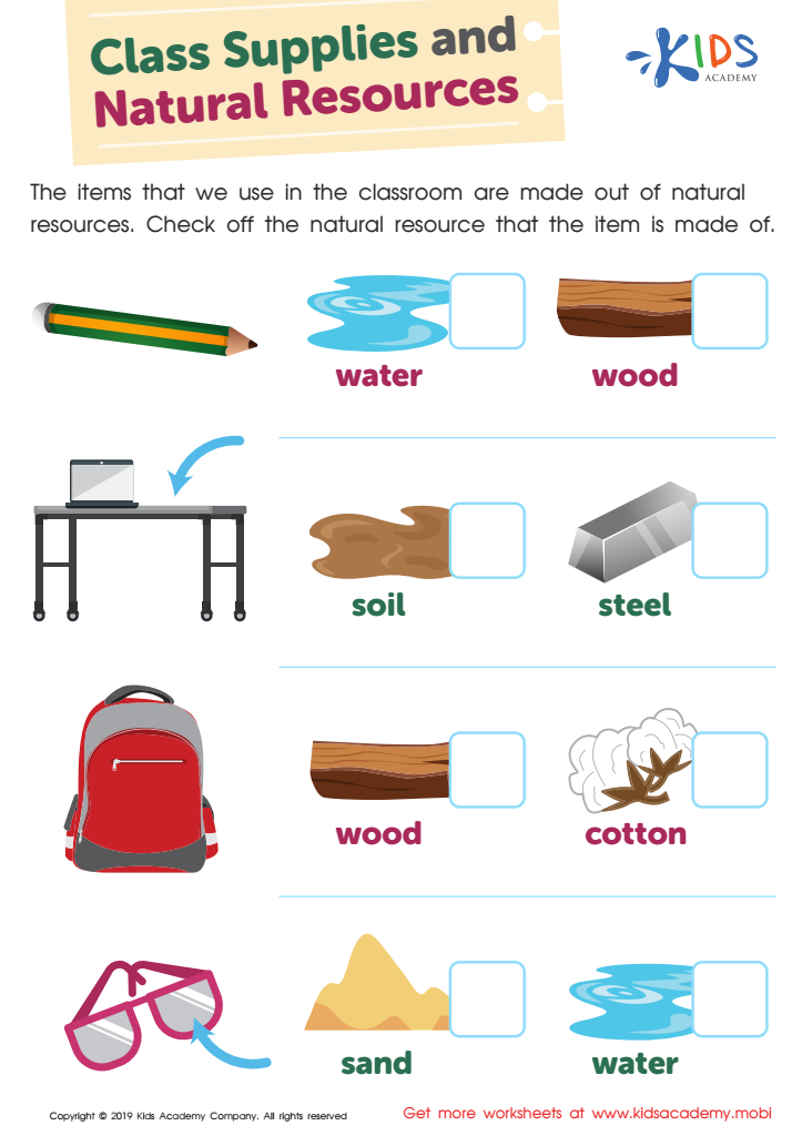 natural resources worksheet for 1st grade