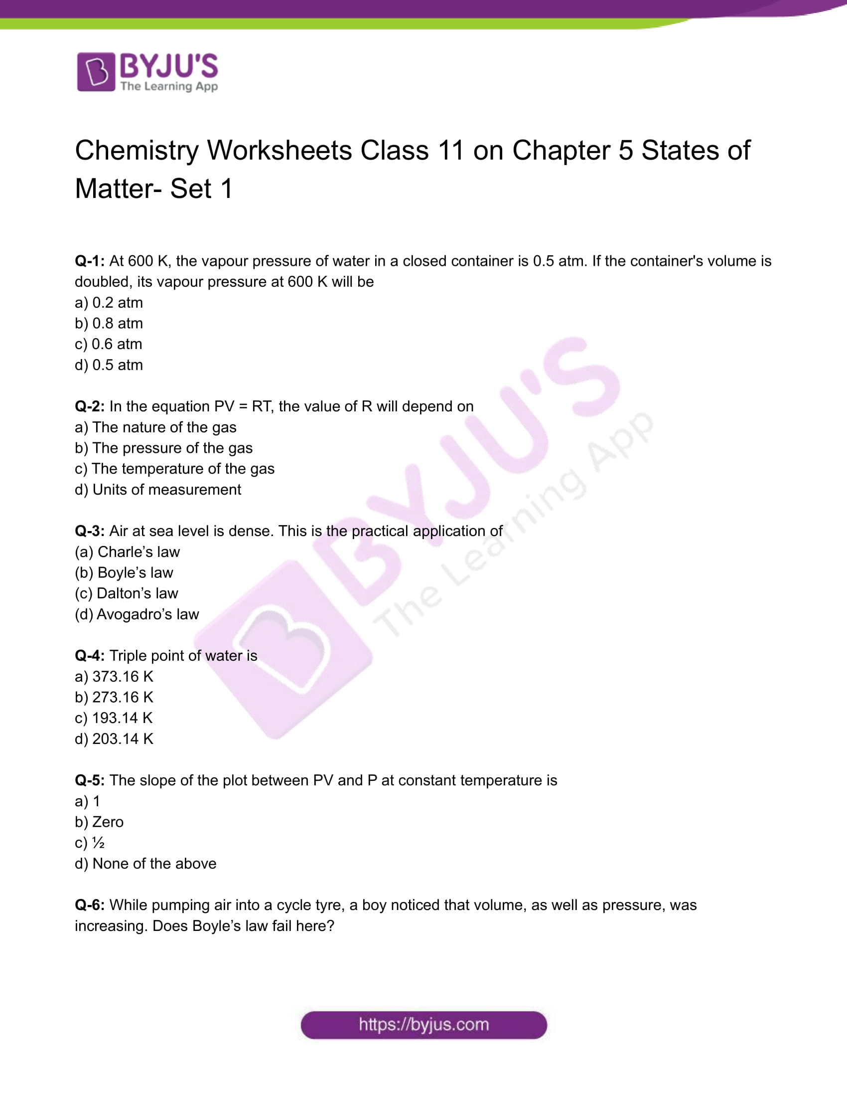 nature of matter worksheet
