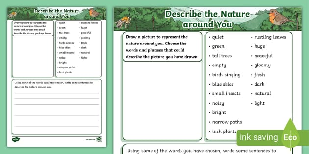 Describe the Nature around You Worksheet (teacher made)