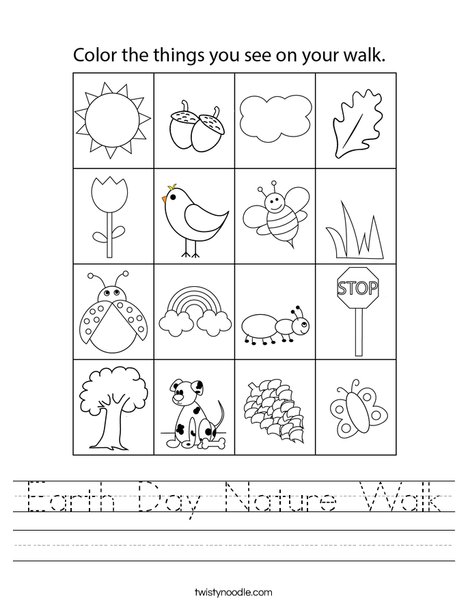 Earth Day Nature Walk Worksheet - Twisty Noodle
