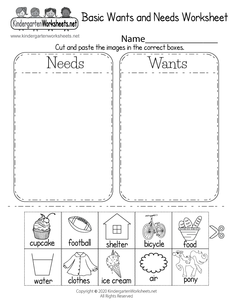 Identifying Basic Wants and Needs Worksheet - Free Printable ...